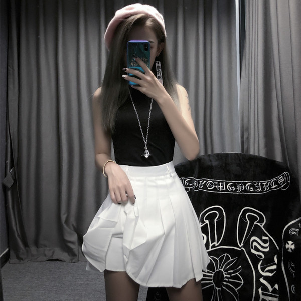 Fusta de dama croiata cu talie inalta si curea