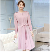 Κομψό φόρεμα μακρύ μανίκι σε ροζ και μαύρο χρώμα