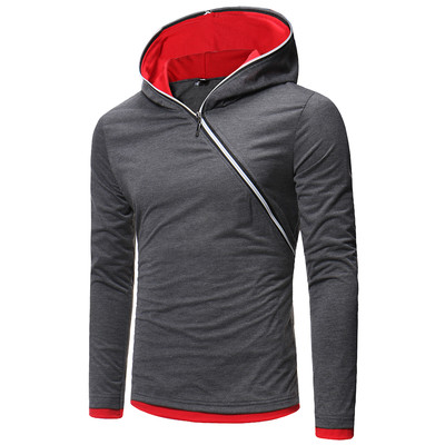 Тънък мъжки суичър с цип и качулка в няколко цвята