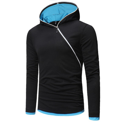Тънък мъжки суичър с цип и качулка в няколко цвята