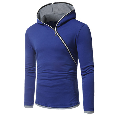 Тънък мъжки суичър с цип и качулка в няколко цвята