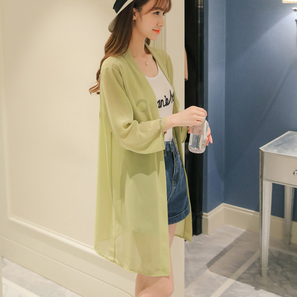 Vesta lunga de dama din sifon in diferite culori