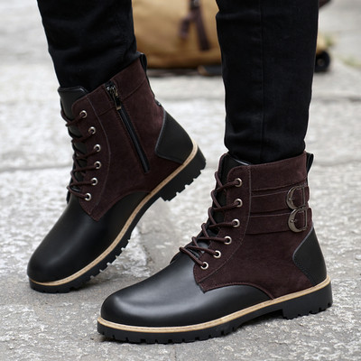 Κομψές δερμάτινες ανδρικές μπότες  σουέτ σε δύο χρώματα