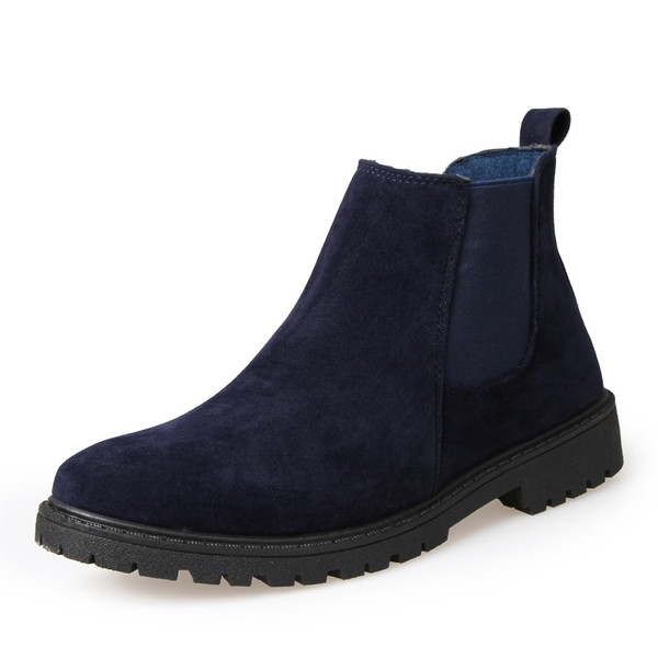 Стилни мъжки  боти с груба подметка  от еко велур в три цвята 