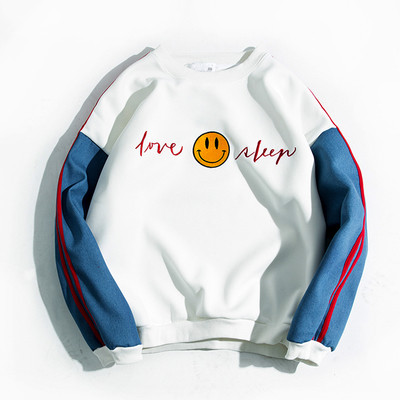 Hanorac de zi cu zi pentru bărbați cu guler în formă de O și imprimeu în două culori