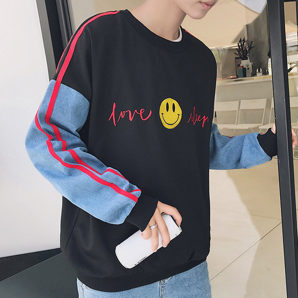 Hanorac de zi cu zi pentru bărbați cu guler în formă de O și imprimeu în două culori