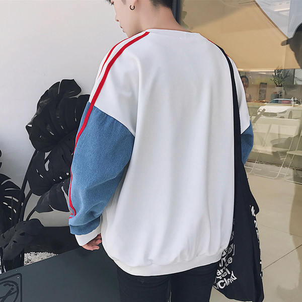 Hanorac de zi cu zi pentru bărbați cu guler în formă de O și imprimeu în două culori