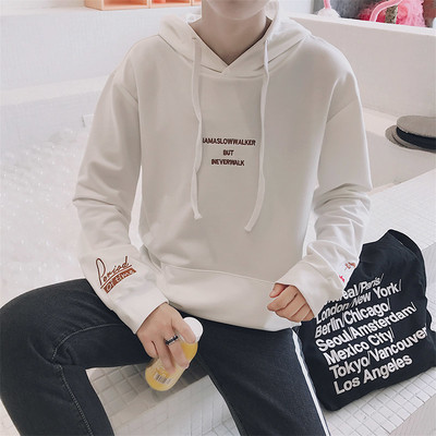 Мъжки суичър с надпис и голям джоб в пет цвята