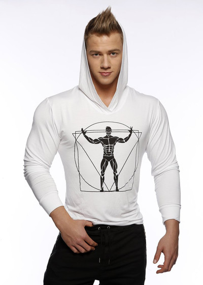 Férfi pulóver rátéttel és kapucnival több színben