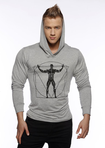 Férfi pulóver rátéttel és kapucnival több színben