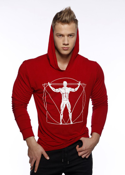 Férfi pulóver rátéttel és kapucnival több színben