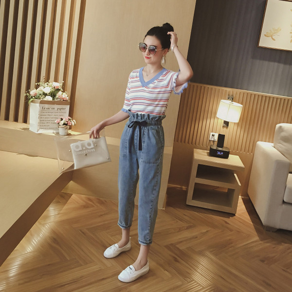 Дамски панталон с висока талия и колан