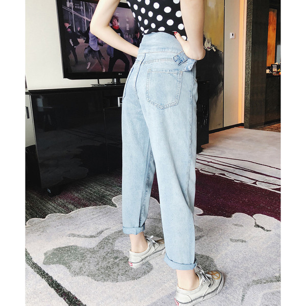 Ежедневни дамски дънки с висока талия и колани 