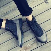 Стилни мъжки боти с връзки  в два  цвята 