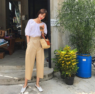 Pantaloni de dama in doua culori - model lat