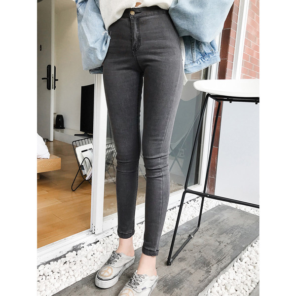 Дамски дънки с висока талия тип Slim в два цвята