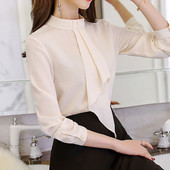 Елеганта дамска риза с яка тип поло в два цвята