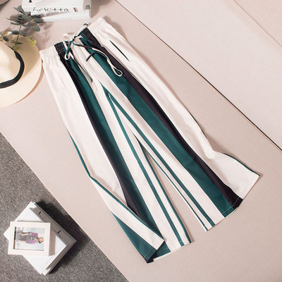 Pantaloni eleganti de dama cu dungi in doua culori