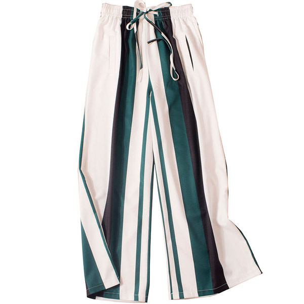 Pantaloni eleganti de dama cu dungi in doua culori