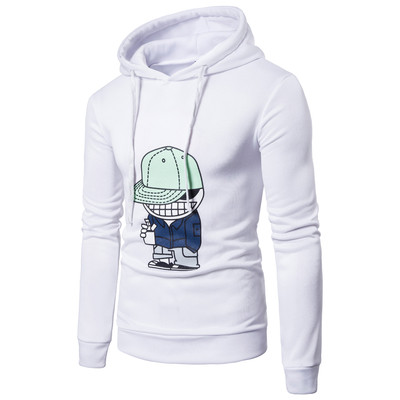 Hanorac sport pentru bărbați cu aplicație și glugă în negru, gri și alb