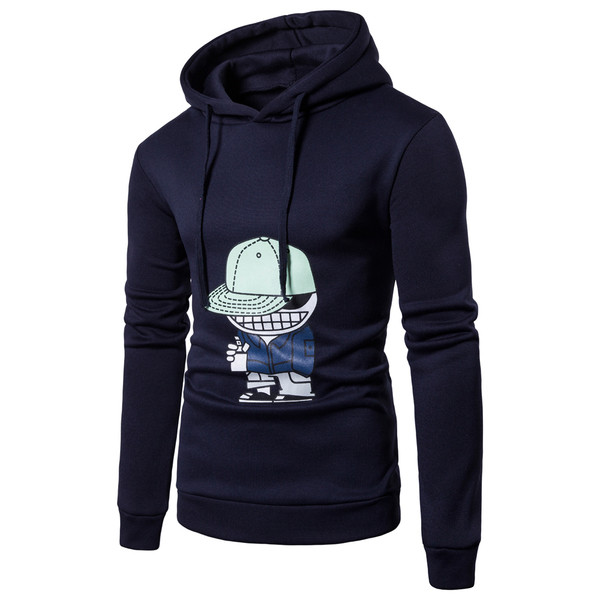 Hanorac sport pentru bărbați cu aplicație și glugă în negru, gri și alb