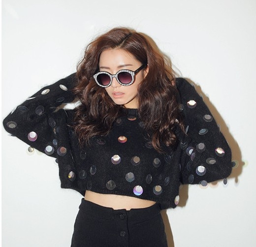 HIT Κομψό μοντέρνο γυναικείο πουλόβερ με πούλιες