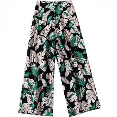 Pantaloni de dama cu motive florale in doua culori