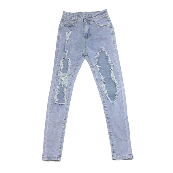 Модерни дамски накъсани дънки с висока талия