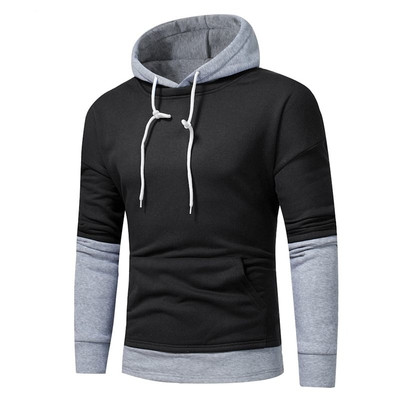 Спортен мъжки суичър с качулка и голям джоб в няколко цвята