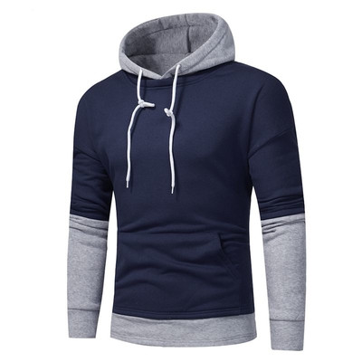 Спортен мъжки суичър с качулка и голям джоб в няколко цвята