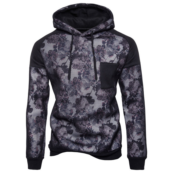 Modern férfi pulóver hálós és virágos elemekkel