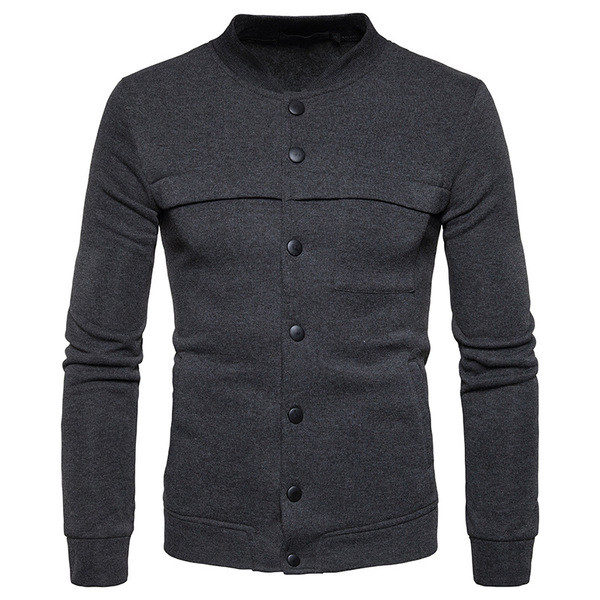 Αθλητικό ανδρικό μπουφάν με κολάρο σε σχήμα O και κουμπιά σε διάφορα χρώματα