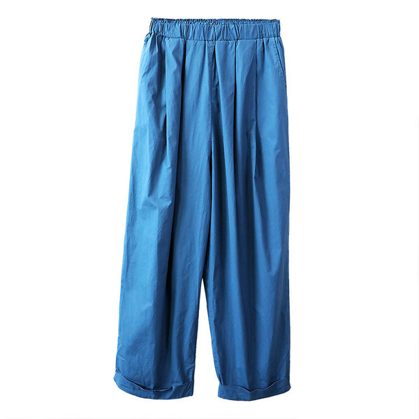 Pantaloni de dama actuali in albastru - model lat