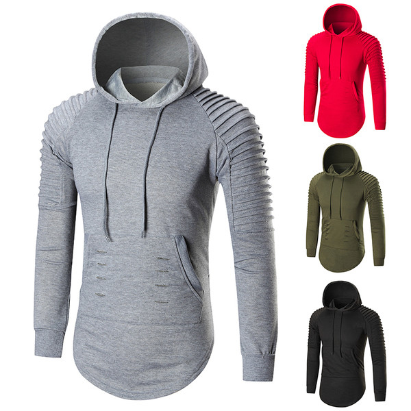 Hanorac pentru bărbați cu motive rupte și glugă în patru culori