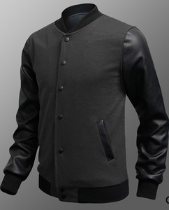 Мъжко модерно яке с ръкави от еко кожа в няколко цвята