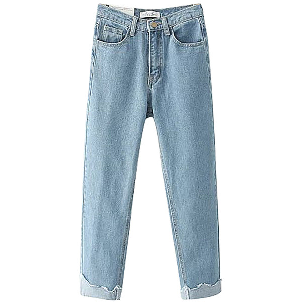 Модерни дамски изчистени дънки с висока талия в два цвята