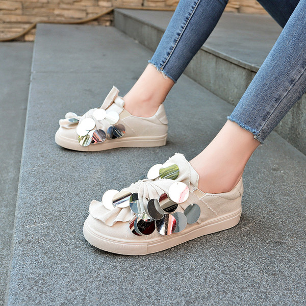 Pantofi dama casual mocasini cu paiete