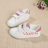 Tenisi copii pentru fete cu decor brocart si broderie florala in trei culori