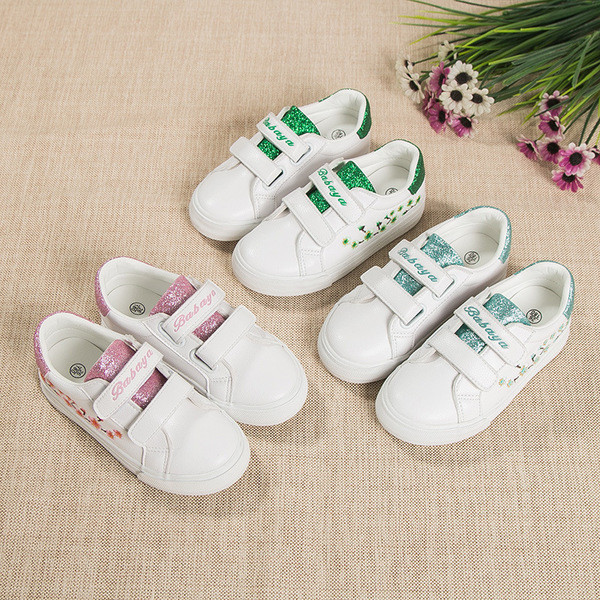 Tenisi copii pentru fete cu decor brocart si broderie florala in trei culori