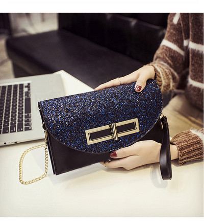 Női kis modern táska brokát huzattal