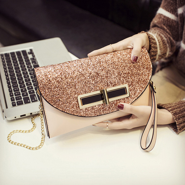 Női kis modern táska brokát huzattal