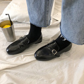 Mocasini retro din piele lăcuită în negru și maro