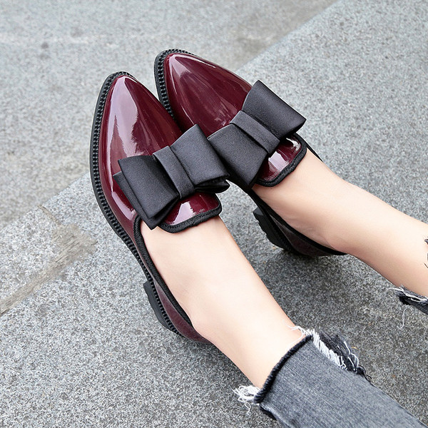 Pantofi casual de dama din piele ecologica cu panglica in visiniu si rosu