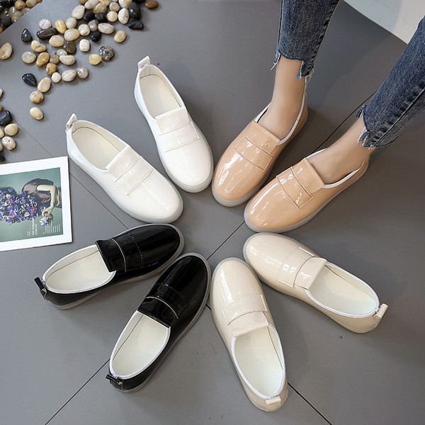 Mocasini de dama din piele lacuita din piele ecologica in patru culori