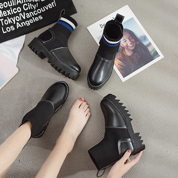 НОВИ дамски боти тип чорап в черен цвят