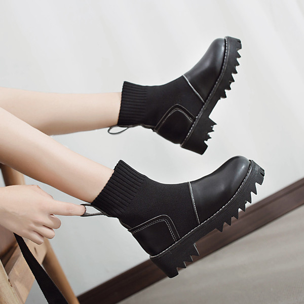 НОВИ дамски боти тип чорап в черен цвят