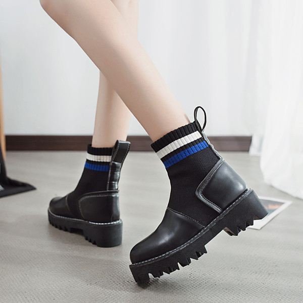 НОВИ дамски боти тип чорап в черен цвят