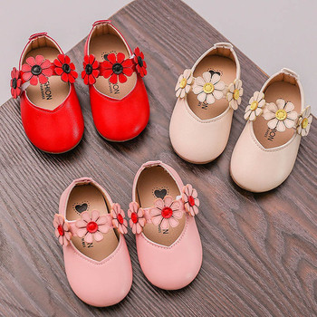 Детски ежедневни обувки от еко кожа с 3D флорална декорация в три цвята