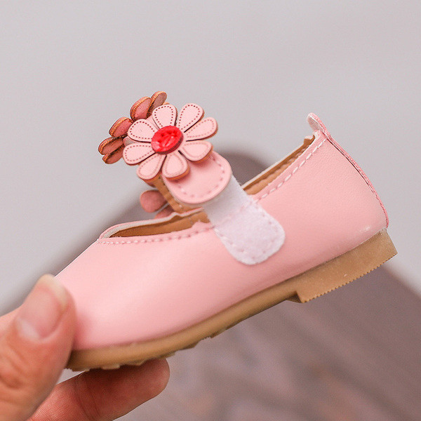 Pantofi casual pentru copii din piele ecologica cu decor floral 3D in trei culori