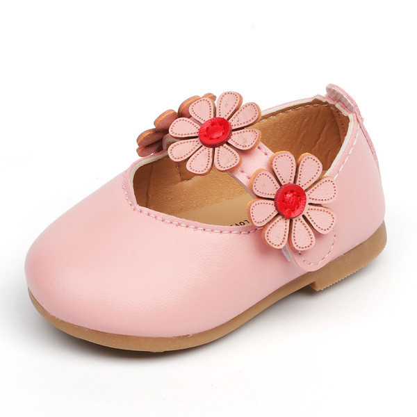 Pantofi casual pentru copii din piele ecologica cu decor floral 3D in trei culori